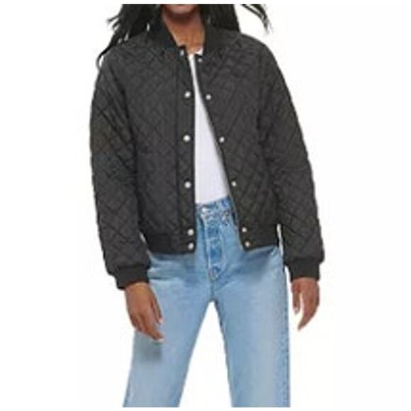 Levi's Women's Diamond Quilted Bomber Jacket in Black - Picture 1 of 3